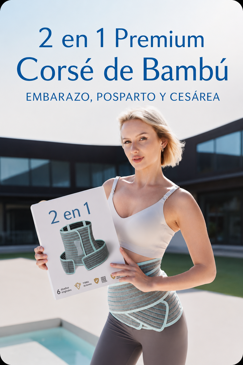 Corsé de Bambú 2 en 1 Premium para embarazo, posparto y cesárea
